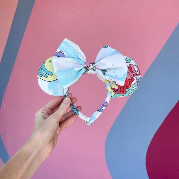 New York Couture Handmade Vintage Ariel the Little Mermaid Mouse Ears Headband - Picture 3 of 5